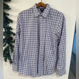 Apt 9 Men’s Dress Shirt Blue Purple Plaid Size Medium Business Casual